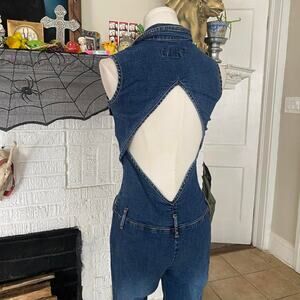 Vintage y2k open back denim jumpsuit